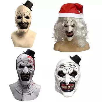 Взрослый ужасающий клоунский арт-маска страшная клоунская маска Хэллоуин косплей полный головной убор реквизит One Size