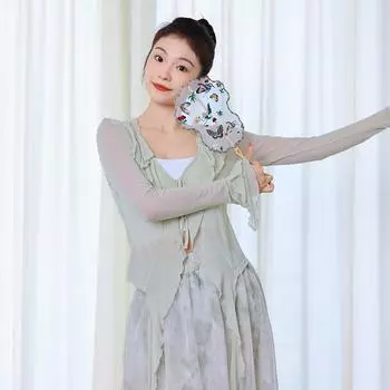 Взрослый женский костюм для классического танца с летящей марлей, воротником в виде лепестка лотоса и рукавами-колокольчиками - одежда для практики в китайском стиле