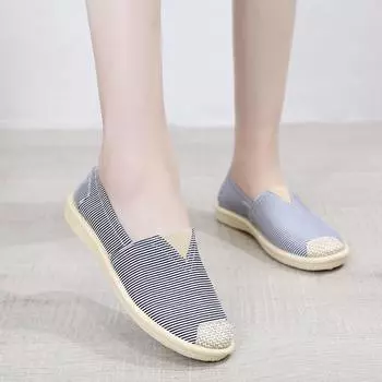 Взрыв иностранного заказа, старые пекинские тканевые туфли, женские ленивые одинарные туфли, женские туфли для рыбаков, мелкое горлышко, плоская подошва, тканевые туфли для беременных женщин 35