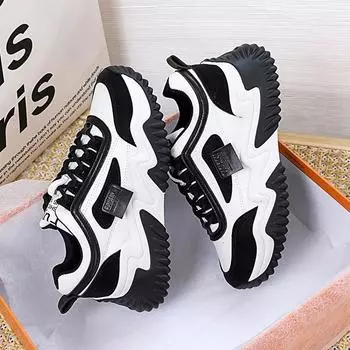 Взрыв иностранной моды 2025 женская обувь на платформе папины туфли студенческие повседневные универсальные удобные спортивные туфли летние 35 хаки