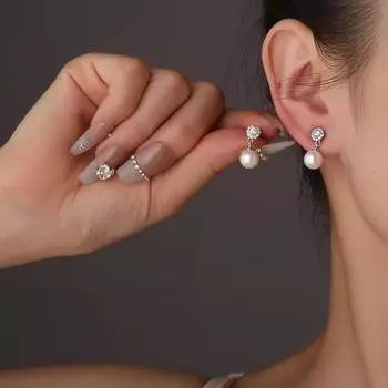 Взрывающиеся серьги Fire Light Luxury High Sense Fashion Elegant Exquisite Small Simple Zircon Pearl Earrings Fashion