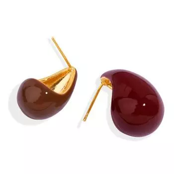 Взрывчатые грузила, глазированные семена дыни, серьги-запятые, полукруглые полые серьги-гвоздики в форме капли воды, серьги из 18-каратного золота с медным покрытием