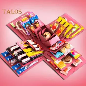 Взрывная подарочная коробка, 5-слойная взрывная коробка для закусок, самодельная коробка для скрапбукинга на годовщину, день рождения, день святого валентина, свадьбу, подарок чёрный