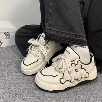 Взрывной бант Hello Kitty маленькие белые туфли женские весна 2024 новые универсальные студенческие повседневные спортивные туфли на толстой подошве 35 чёрный