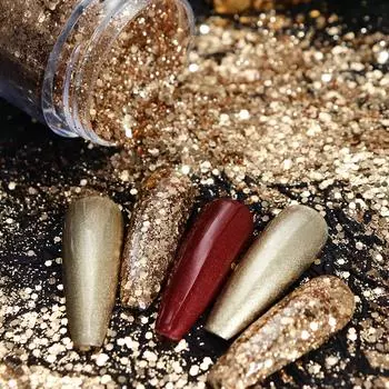 Взрывной блестящий песок, золотой блеск, украшение для ногтей, блестки, японская упаковка для осени и зимы, ПЭТ-пудра для ногтей, капельная заправка