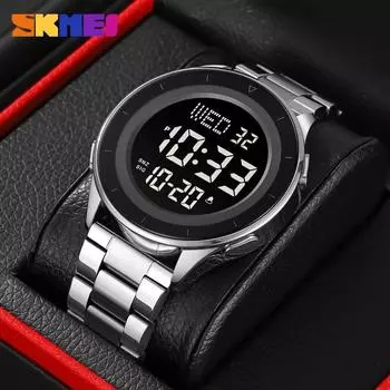 Взрывной момент американские стальные поясные электронные часы круглые модные многофункциональные спортивные водонепроницаемые электронные часы