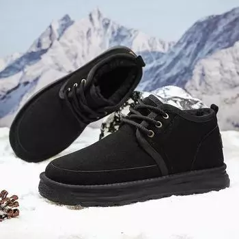 Взрывной стиль мужские зимние ботинки бархатные утолщенные мужские скальные ботинки износостойкие износостойкие повседневные британский стиль новое поступление горячие 39 чёрный