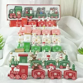 Взрывные продажи деревянных рождественских украшений в виде поезда, украшения для семейного стола, рождественские подарки 2024 года, игрушечный поезд, небольшие подарки