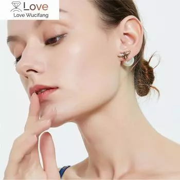 Взрывные ретро пчела асимметричные индивидуальные серьги женские сетчатые красные высокие версии задние подвесные серьги с жемчугом Love