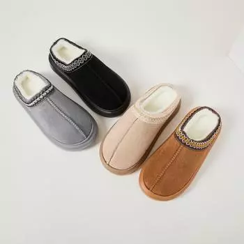 Взрывоопасная обувь зимняя пара на толстой подошве пушистые тапочки домашние в этническом стиле теплые и флисовые нескользящие хлопковые тапочки 36-37 хаки