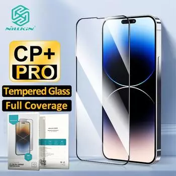 Взрывозащищенное закаленное стекло Nillkin 9H CP+PRO для iPhone 15 14 13 12 11 Pro Max с полным покрытием и антибликовым покрытием экрана iPhone14 Pro чёрный