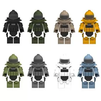 Взрывозащищенный костюм для обезвреживания бомб спецназа SWAT, аксессуары для строительных блоков для военной сборки