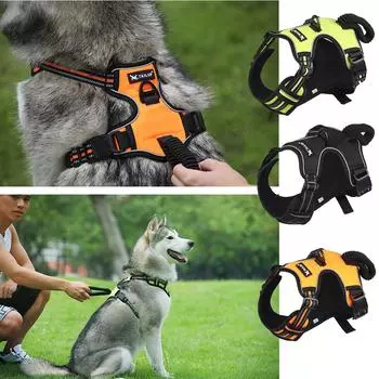 Взрывозащищенный ремень для собак с тяговым ошейником, светоотражающий пояс, одежда на груди и спине S чёрный