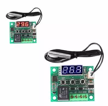 W1209 DC 12V Heat Cool Цифровой термостат Контроллер температуры Миниатюрный термостат Панель переключателя контроля температуры красный