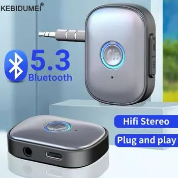 W1 Автомобильный Bluetooth 5.3 Адаптер 3,5 мм Разъем Стерео Аудио Ресивер Адаптер с Микрофоном для Автомобильных Наушников ТВ Динамиков