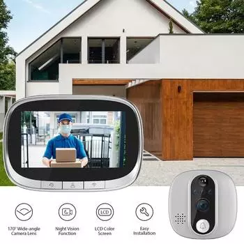 WiFi Умный дверной звонок Камера Глазок Камера Tuya APP Ночной PIR Обнаружение движения 2.4G беспроводная сеть для домашнего перезаряжаемого глазка W1 серебряный