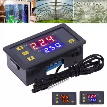 W3230 12 В 24 В AC110-220 В зондовая линия цифровой контроль температуры светодиодный дисплей термостат с переключателем нагрева и охлаждения датчик NTC