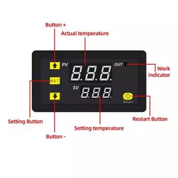 W3230 Микрокомпьютерный контроллер температуры 12 В 24 В переменного тока 110-220 В Цифровой термостат со светодиодным дисплеем Прибор управления отоплением и охлаждением