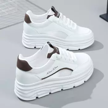 W3601 Новые белые туфли на скрытом каблуке, женские сетчатые туфли 7 см, летние, дышащие, сетчатые, на платформе, для спорта в свободное время 34