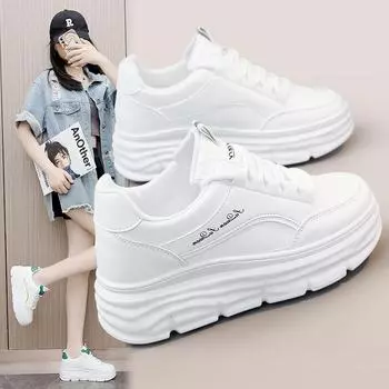 W3613 Лето 2023 Женские белые кожаные туфли на платформе - Модные и повседневные 34 белый
