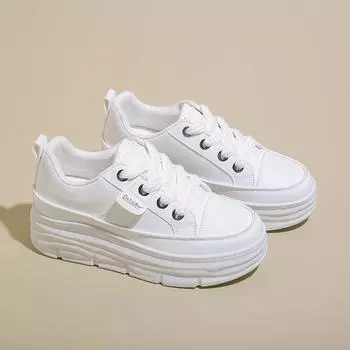 W3616 новые туфли для доски однотонные 2024 осень прилив маленькие белые туфли толстая подошва внутренняя высота увеличение износостойкая повседневная обувь студенческая обувь 35
