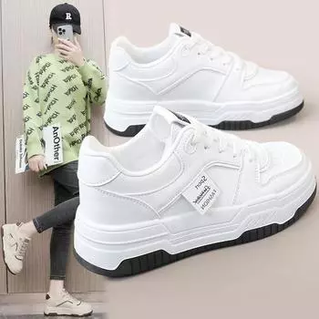 W5112 Новые весенние и летние повседневные настольные туфли с толстым дном, увеличивающие рост, женская обувь, студенческая спортивная износостойкая круглая голова 35