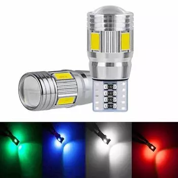 W5W T10 Лампа 194 Светодиодные лампы Canbus Led Car Light T10 W5W 5630 6SMD Лампы Белый 12V 1Pcs белый