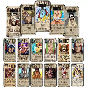 W-26 One Piece wanted мягкий черный чехол для iPhone 11 12 13 14 15 6 7 8 X XS Pro Max XR Samsung S21 S22 S23 S24 FE Ultra S8 Plus