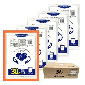 в 30-литровых полупрозрачных мусорных переработанных сырьевых материалах 20 листов x 60 книг [Проданный ящик] мешки, 40% (толщина 0,013 мм)