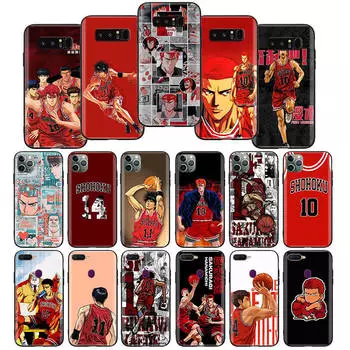 W-37 SLAM DUNK Soft Black Case for iPhone 11 12 13 14 15 6 7 8 X XS Pro Max XR Samsung S21 S22 S23 S24 FE Ultra S8 Plus