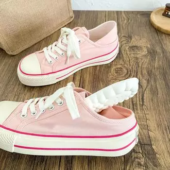 W-8680 latex insole/mango head two wear canvas shoes women s shoes spring new breathable thin white board shoes 35 бежевый