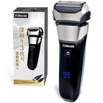 в электрическом USB с близко 3 возвратно-поступательных электрических электрических близко к мойке с блокировкой края тихий FUNovate [Инновационный 2024] Мужская бритва, чёрный