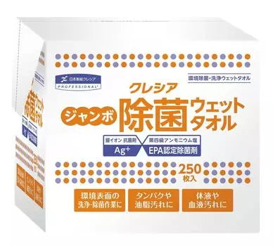 в Crecia Jumbo Дезинфицирующие влажные полотенца Сменный блок 250 x 6 упаковок 64135 [Проданная коробка] листов/упаковка белый