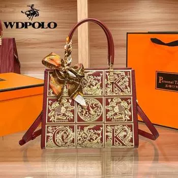 W. D. Подарочная красная свадебная сумка POLO с вышивкой для молодоженов, мамы, подарок для пожилой свекрови, сумка через плечо для девочек M