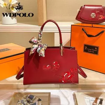 W. D. POLO, новая женская сумка в китайском стиле, новинка 2023, модная сумка для мам, большая вместительная сумка через плечо, женская сумка M