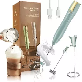 в Elegirme Frother Электрический вспениватель молока Взбиватель с 2 типами скорости для подставки В комплекте Маленький тихий Кофе Капучино Яйцо Свежий Крем Безе Ручной