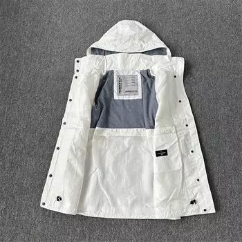 в Голландию Однослойная Средней Длины Длинная Женская Куртка Gore-Tex С Капюшоном Ветрозащитная Водонепроницаемая Дышащая Приталенная Для Активного Отдыха Весенне-Осеннее Пальто 1 Flaw White Charge Clothes 52