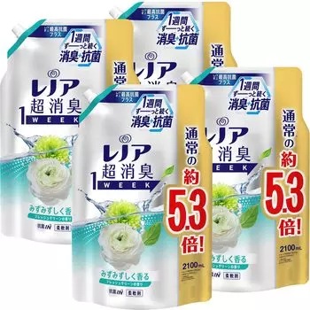 в Lenor Super Deodorizing 1WEEK Softener Fresh Green Refill x 4 пакета [Продается коробка] [Большая емкость] 2100 мл
