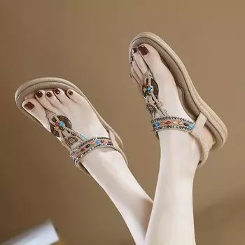 W new pinch foot rhinestone sandals women s comfort 36 хаки