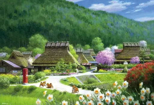 в пазле Беверли из 1000 деталей Щенок играет в город Мияма x [Сделано в Японии] (49 72см) 1000-001