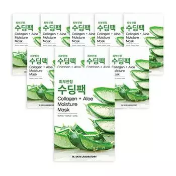 Успокаивающая маска для кожи с алоэ W Skin Research Institute 22 мл, 1 упаковка, 10 штук