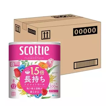 в упаковке Scotty Paper Flower Pack раз более долговечные рулоны, хватает на 12 туалетных розовых двойных x 8 упаковок [Проданный ящик] 1,5 (8 рулонов) 37,5м розовый