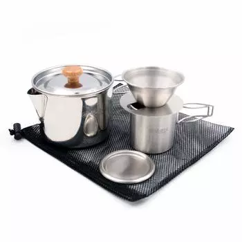 в Village Blacksmith Touring Kettle Cooker Dripper Set для хранения [Сделано Tsubamesanjo] & (с сумкой) МК-6549 серебряный