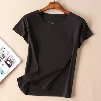Wa72 Мягкая и Удобная Эластичная Универсальная Футболка с Коротким Рукавом Black L