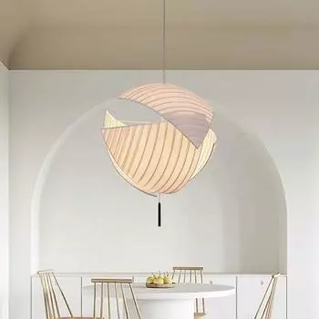 Wabi-sabi белая художественная спальня гостиная ресторан люстра скандинавская ткань ткань нерегулярный молдинг подвесной светильник Bud no bulb