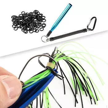 Wacky Rig Tool Рыболовная оснастка из алюминиевого сплава Простая установка с 100 силиконовыми уплотнительными кольцами чёрный