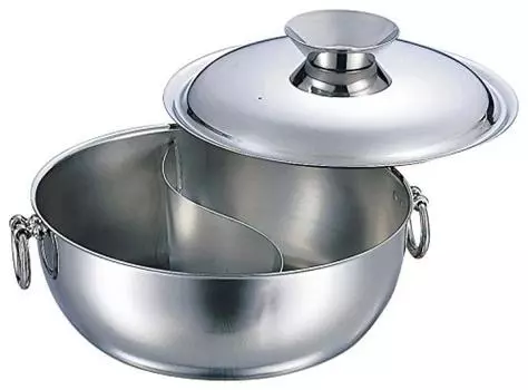 Wadasuke Seisakusho Электромагнитный сябу-сябу из нержавеющей стали с кастрюлей, ручкой, разделителями, 23 см, 3311-0232