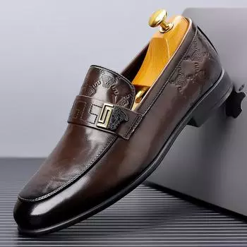 WAERTA Brown Men s Luxury quality Formal Shoes Black Loafers Round Toe Slip-On Solid Handmade Dress Shoes for Men Size 38-44 38 чёрный
