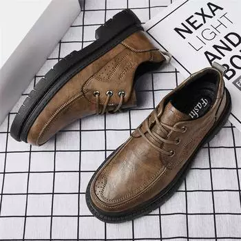 WAERTA Кожаные мужские повседневные туфли Роскошные мужские оксфорды Туфли-броги в британском стиле Мужская обувь для отдыха на шнуровке Большие размеры 38-45 38 чёрный