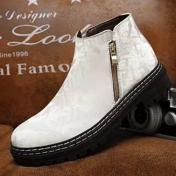 WAERTA Мужские ботинки Осень Зима Высококачественные кожаные ботинки Мужские высокие ботинки на молнии Плюшевые меховые теплые зимние ботинки Обувь Большой размер 46 37 бежевый
